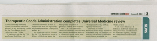 Therapeutic Goods Administration completes Universal Medicine Review